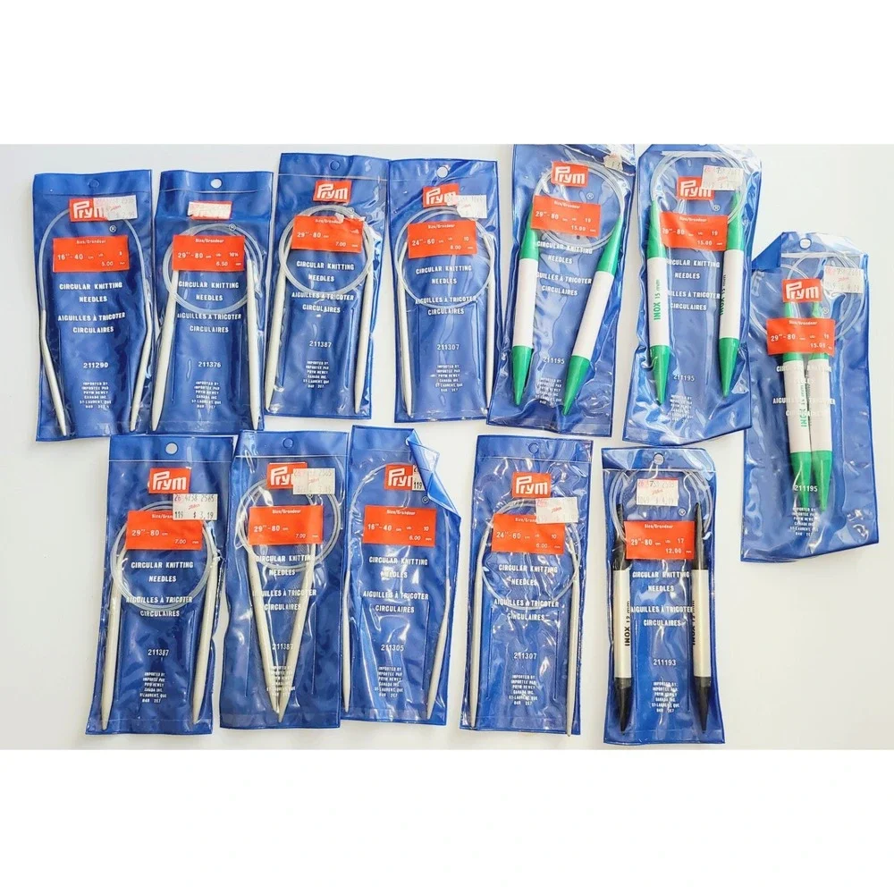 Prym Circular Knitting Needles Lot 13 Pairs Assorted Sizes 5mm-15mm 16-29 Inch